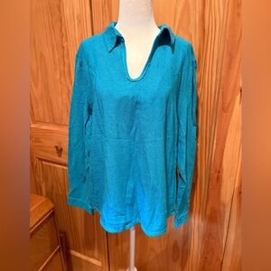 Giorgio Fiorlini long-sleeved top in a vibrant turquoise women’s XL